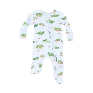 Angel Dear Alligator Blue Zipper Footie
