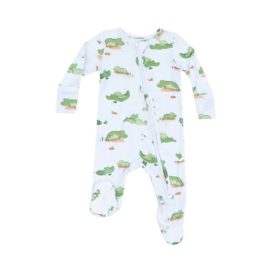 Angel Dear Alligator Blue Zipper Footie