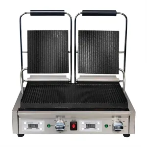 Apuro Double Contact Grill Ribbed Plates with Timer FC383-A