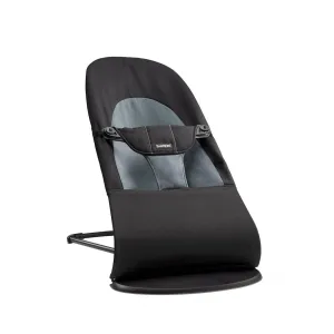 BabyBjorn Balance Soft Cotton Baby Bouncer - Black Frame - Black/Dark Grey