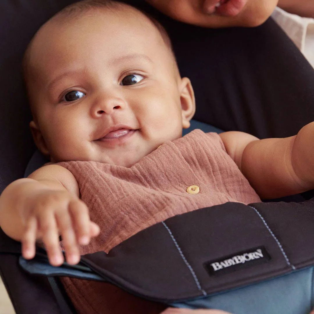 BabyBjorn Balance Soft Cotton Baby Bouncer - Black Frame - Black/Dark Grey
