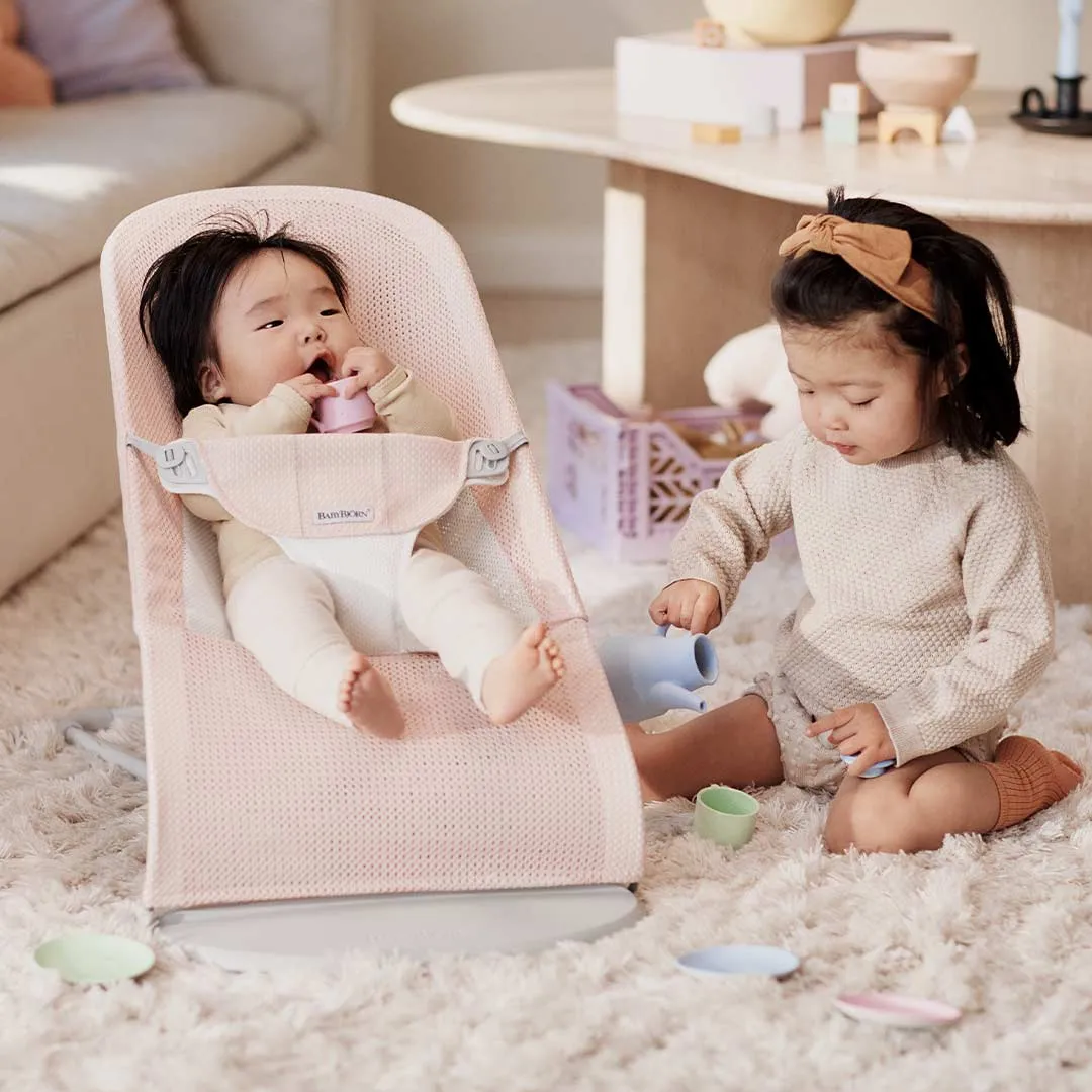BabyBjorn Balance Soft Mesh Baby Bouncer - Grey Frame - Pearly Pink