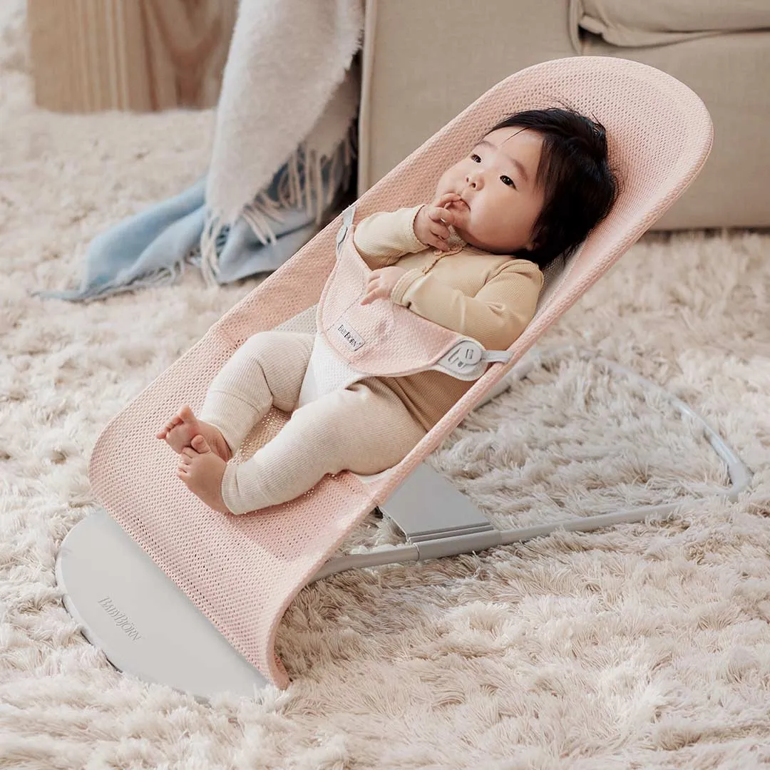 BabyBjorn Balance Soft Mesh Baby Bouncer - Grey Frame - Pearly Pink