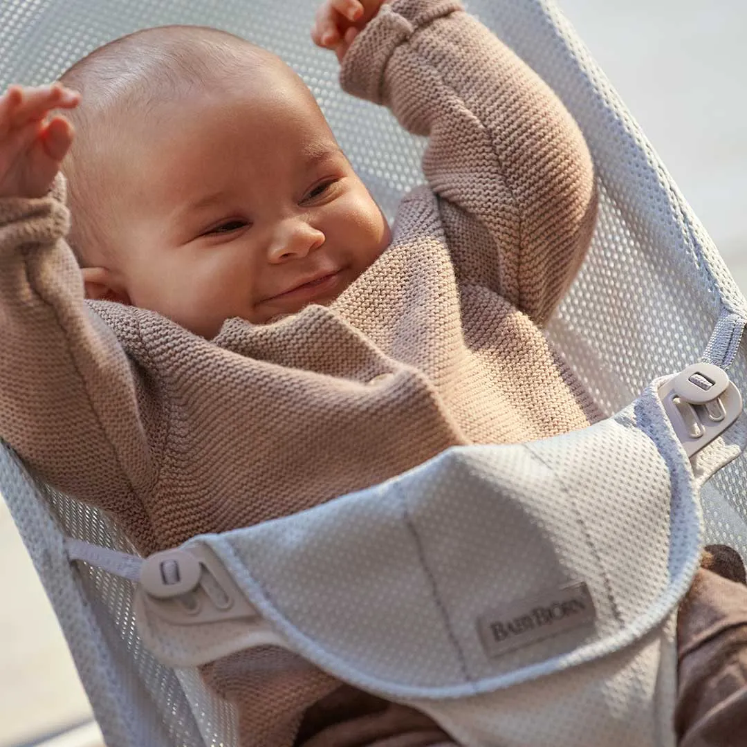 BabyBjorn Balance Soft Mesh Baby Bouncer - Grey Frame - Silver/White