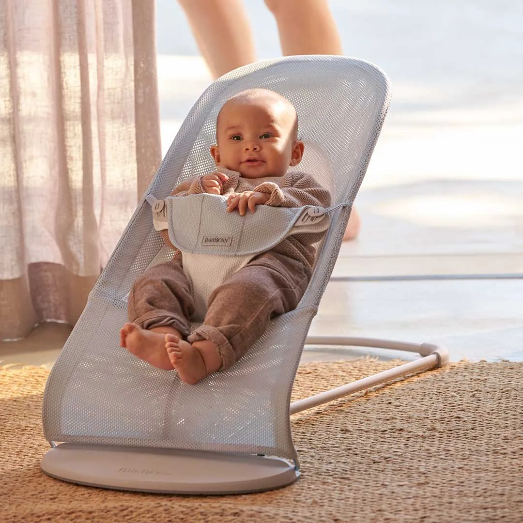 BabyBjorn Balance Soft Mesh Baby Bouncer - Grey Frame - Silver/White