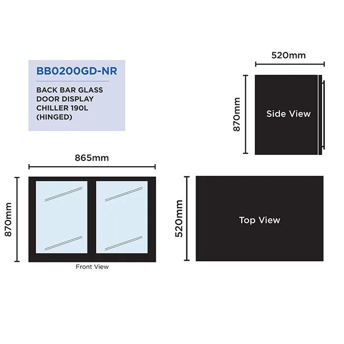 Bromic 190L Back Bar Display Chiller Hinged Door BB0200GD-NR