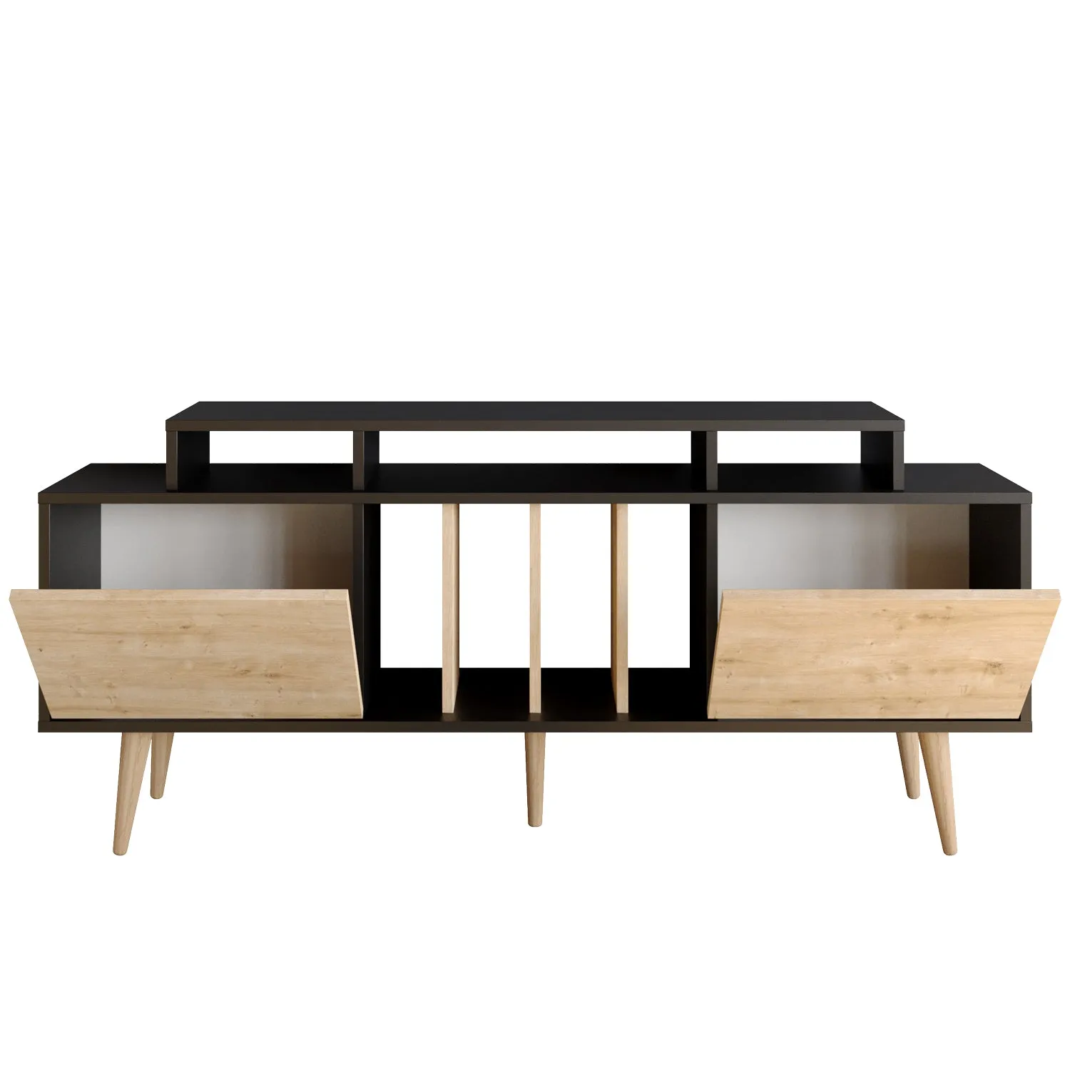 Char 63" TV Stand and Media Console with Cabinets and Shelves for TVs up to 72" Decorotika