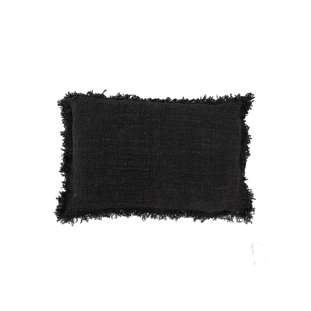 Cotton Cushion cover Fringed Edge | Black 40x60cm Zoco Home