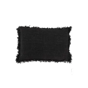 Cotton Cushion cover Fringed Edge | Black 40x60cm Zoco Home
