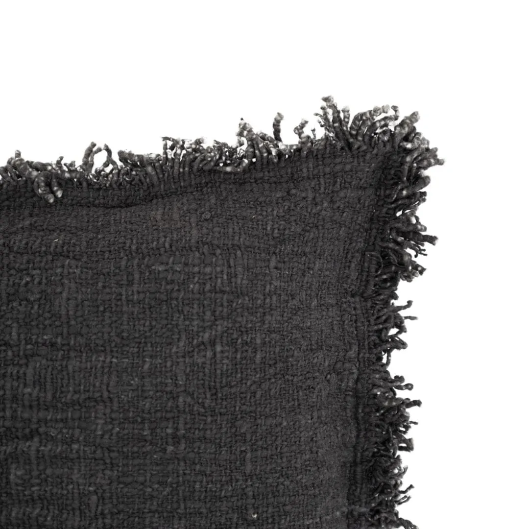 Cotton Cushion cover Fringed Edge | Black 40x60cm Zoco Home