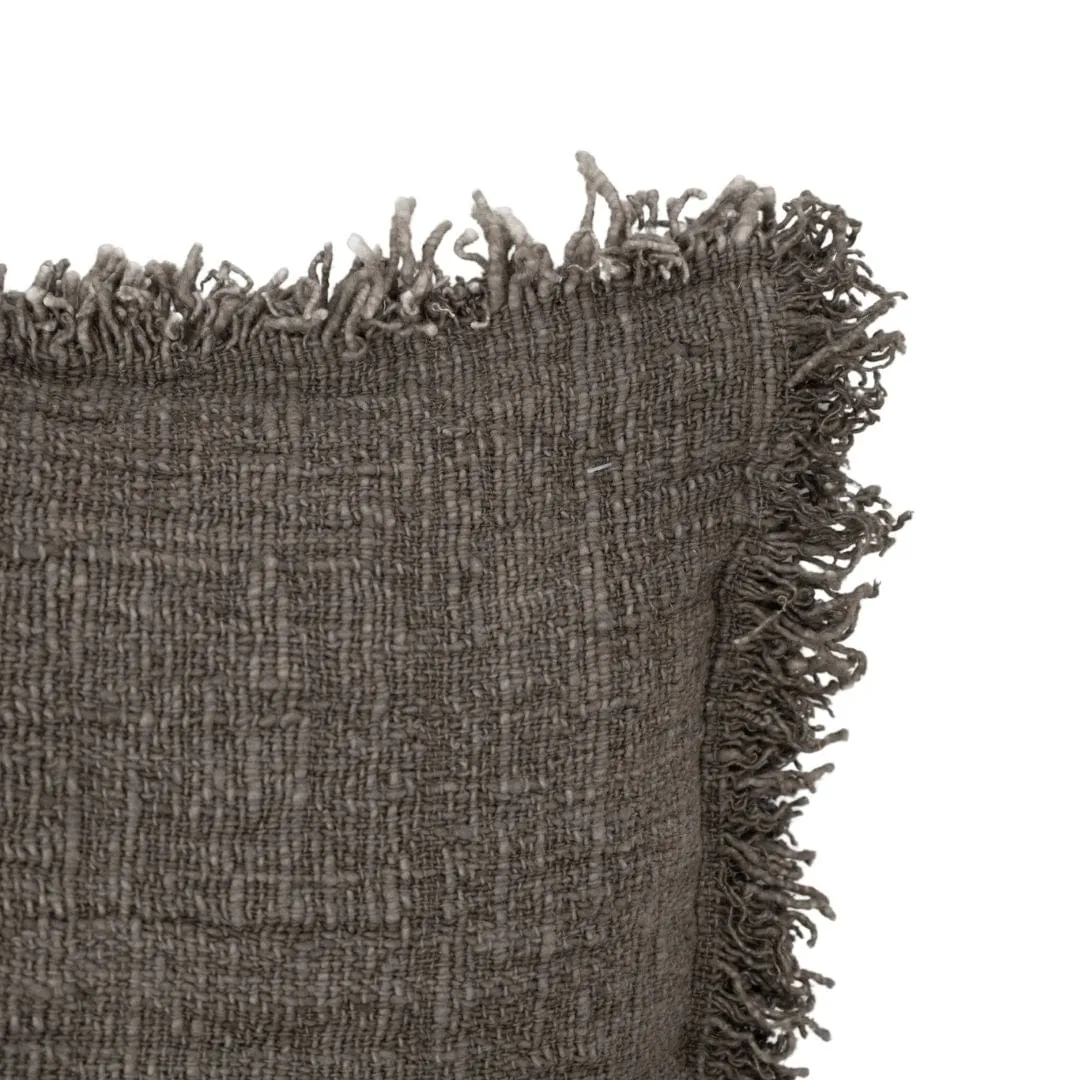 Cotton Cushion cover Fringed Edge | Charcoal 40x60cm Zoco Home