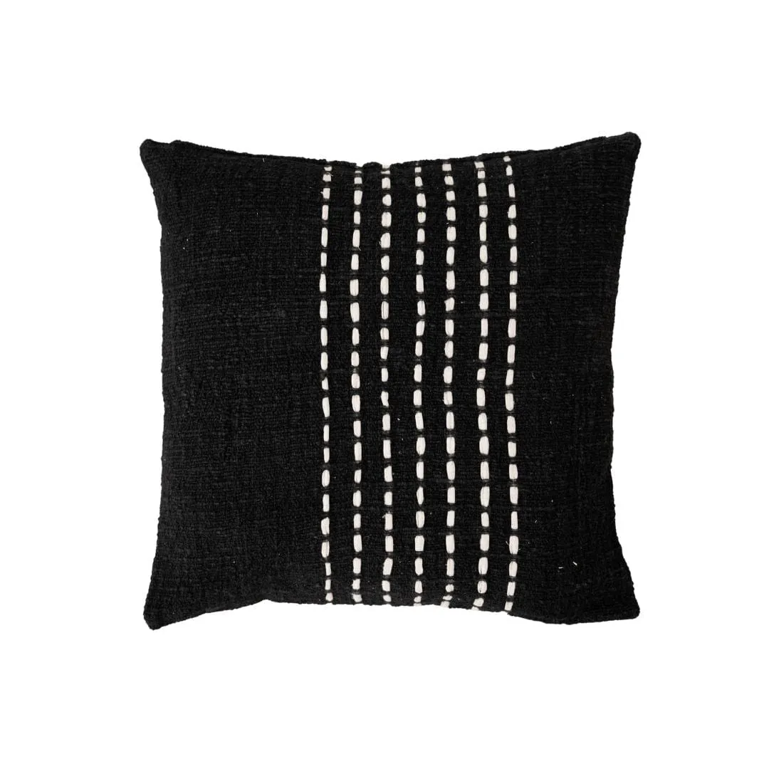 Cotton Cushion Cover Stitch Panel | Black 50x50cm Zoco Home