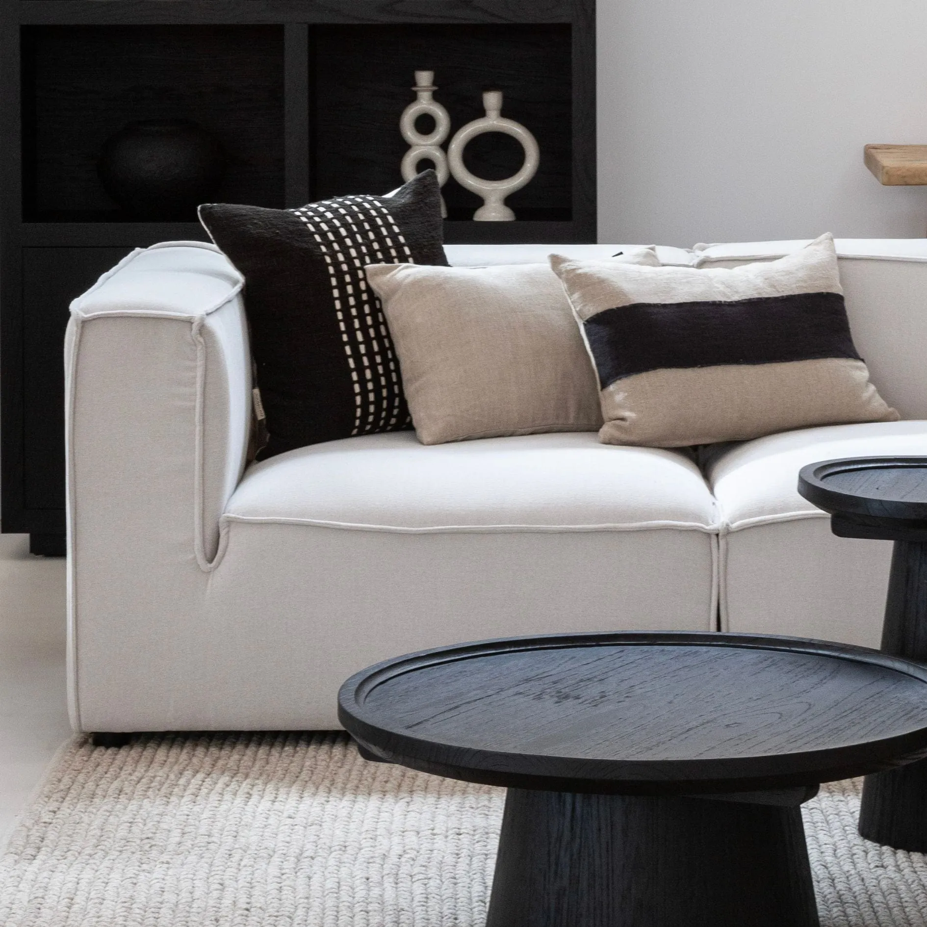 Cotton Cushion Cover Stitch Panel | Black 50x50cm Zoco Home
