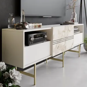Derin 71" Media Console and TV Stand with Cabinets and Shelves for TVs up to 80" Decorotika