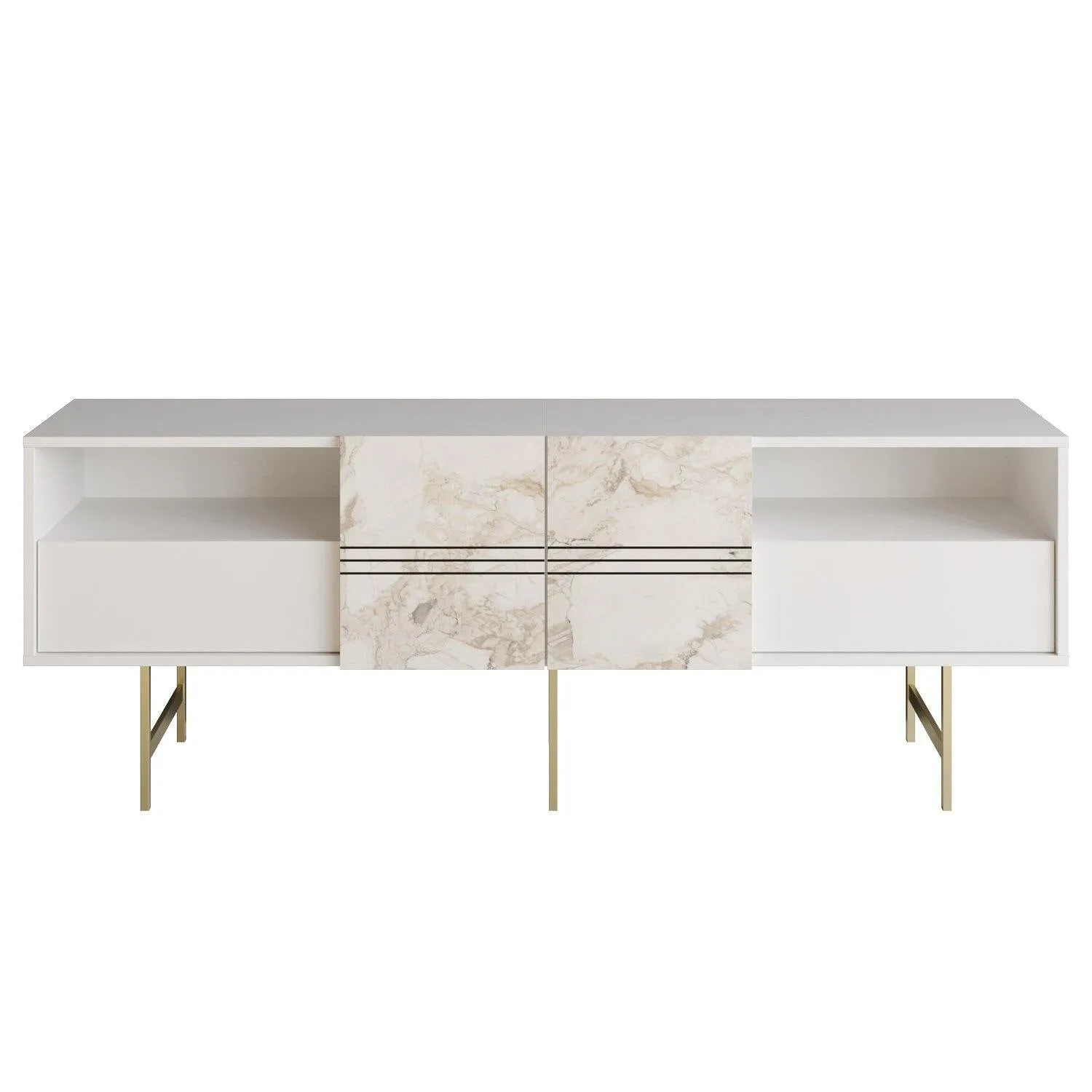 Derin 71" Media Console and TV Stand with Cabinets and Shelves for TVs up to 80" Decorotika