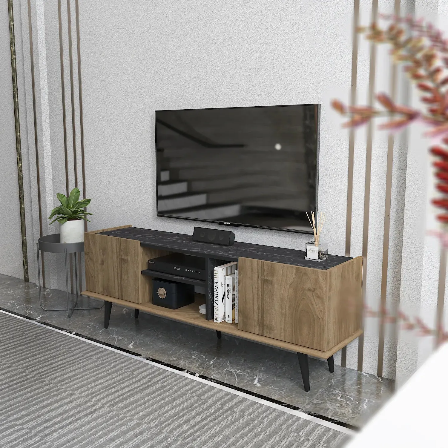Ekvador 63" Wide TV Stand for TVs up to 72" | Media Console Decorotika