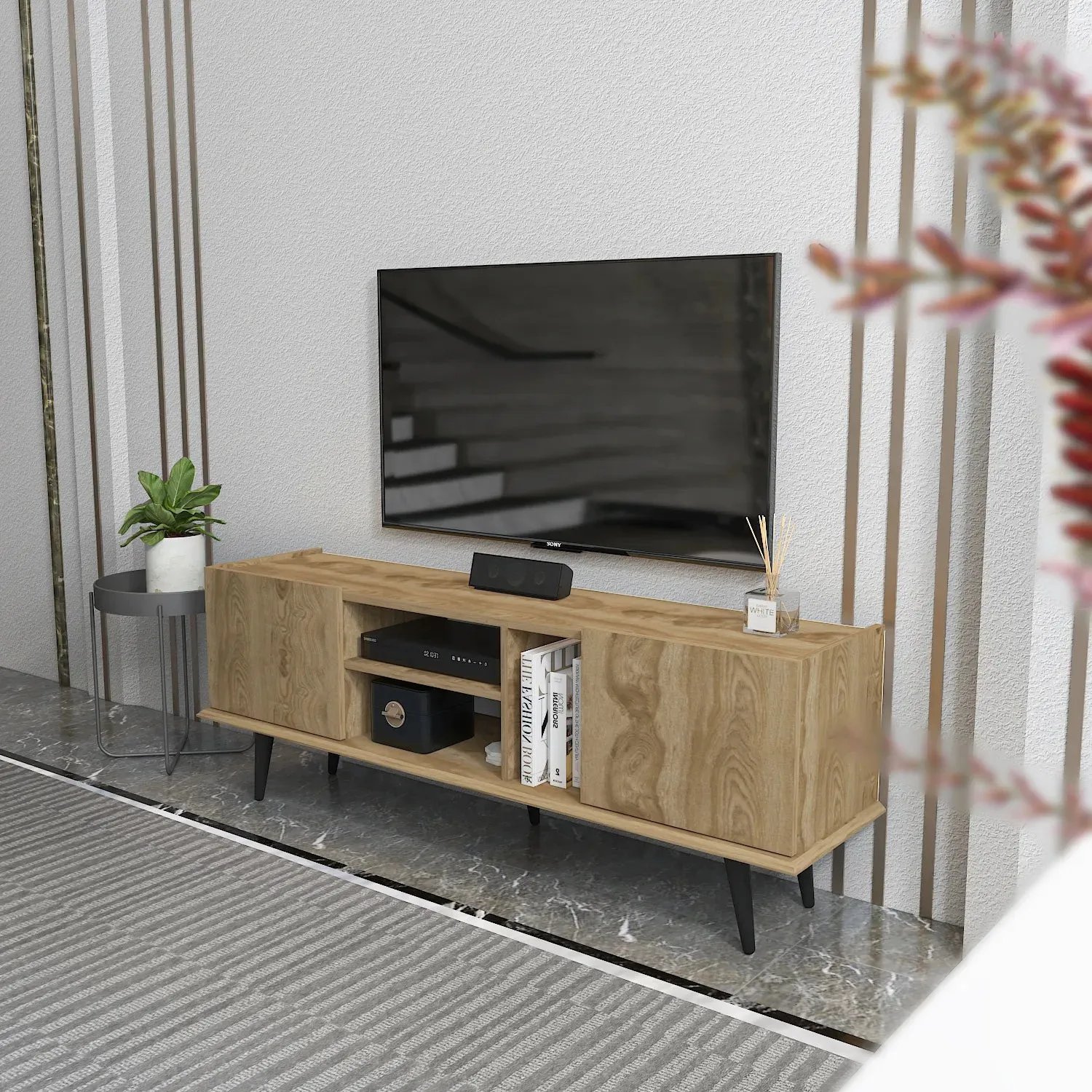 Ekvador 63" Wide TV Stand for TVs up to 72" | Media Console Decorotika