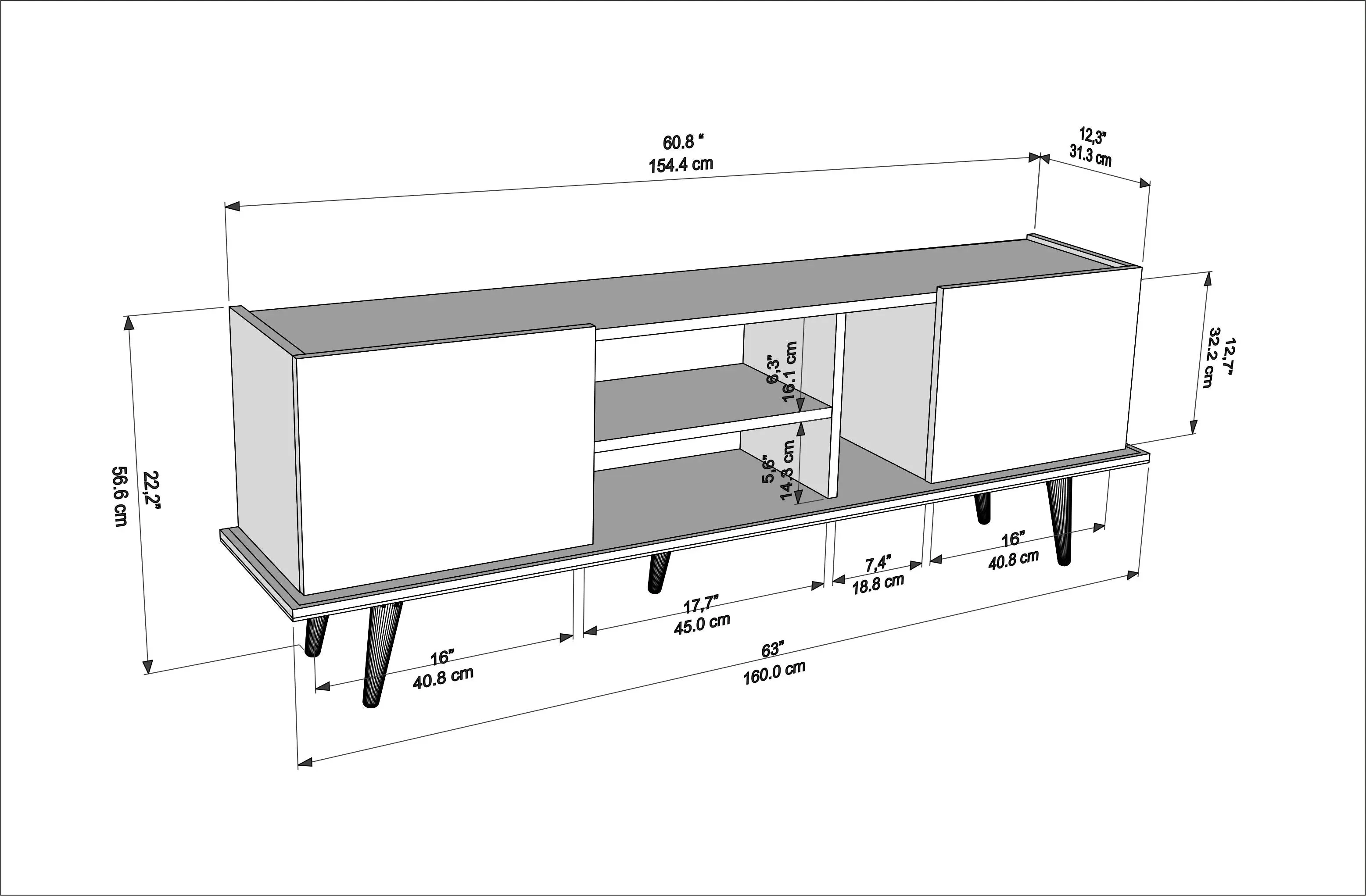 Ekvador 63" Wide TV Stand for TVs up to 72" | Media Console Decorotika