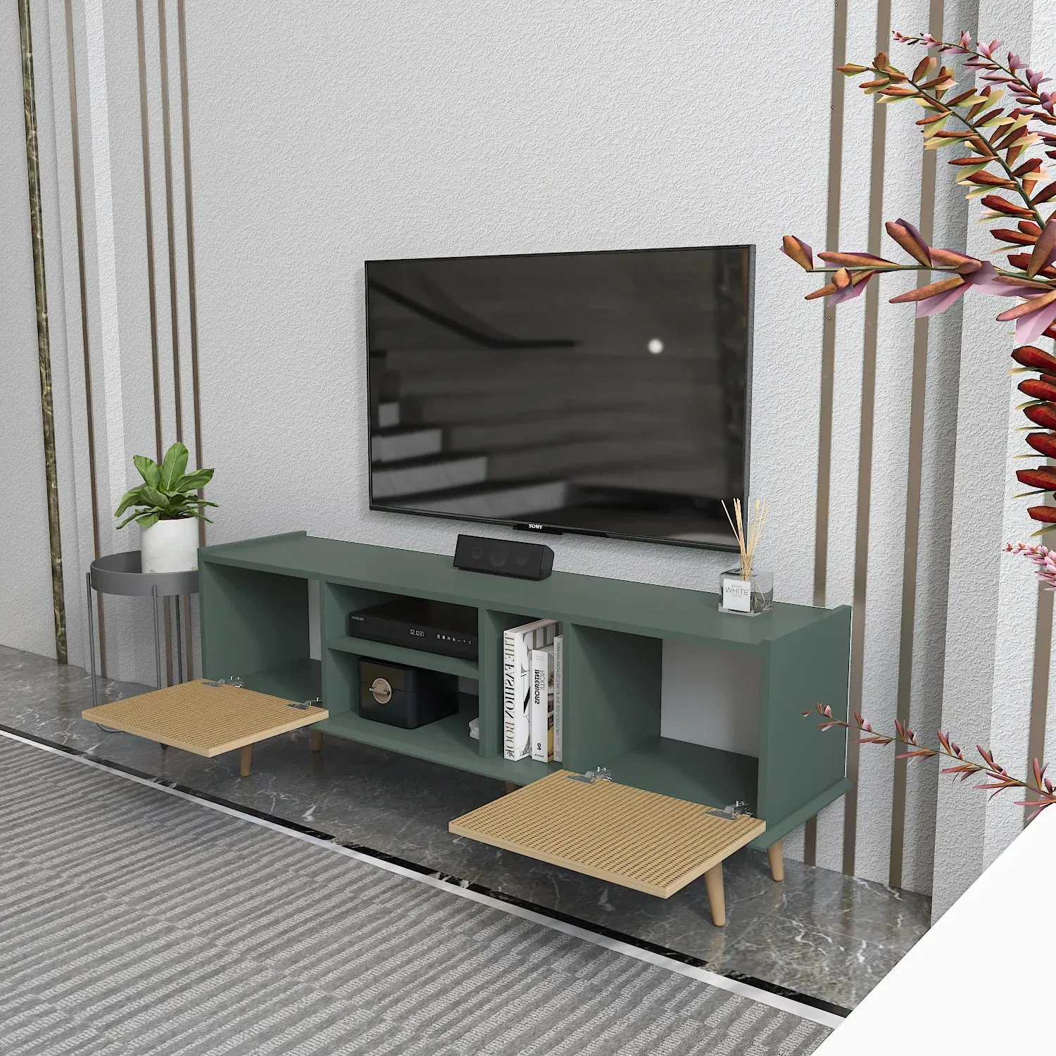 Ekvador 63" Wide TV Stand for TVs up to 72" | Media Console Decorotika