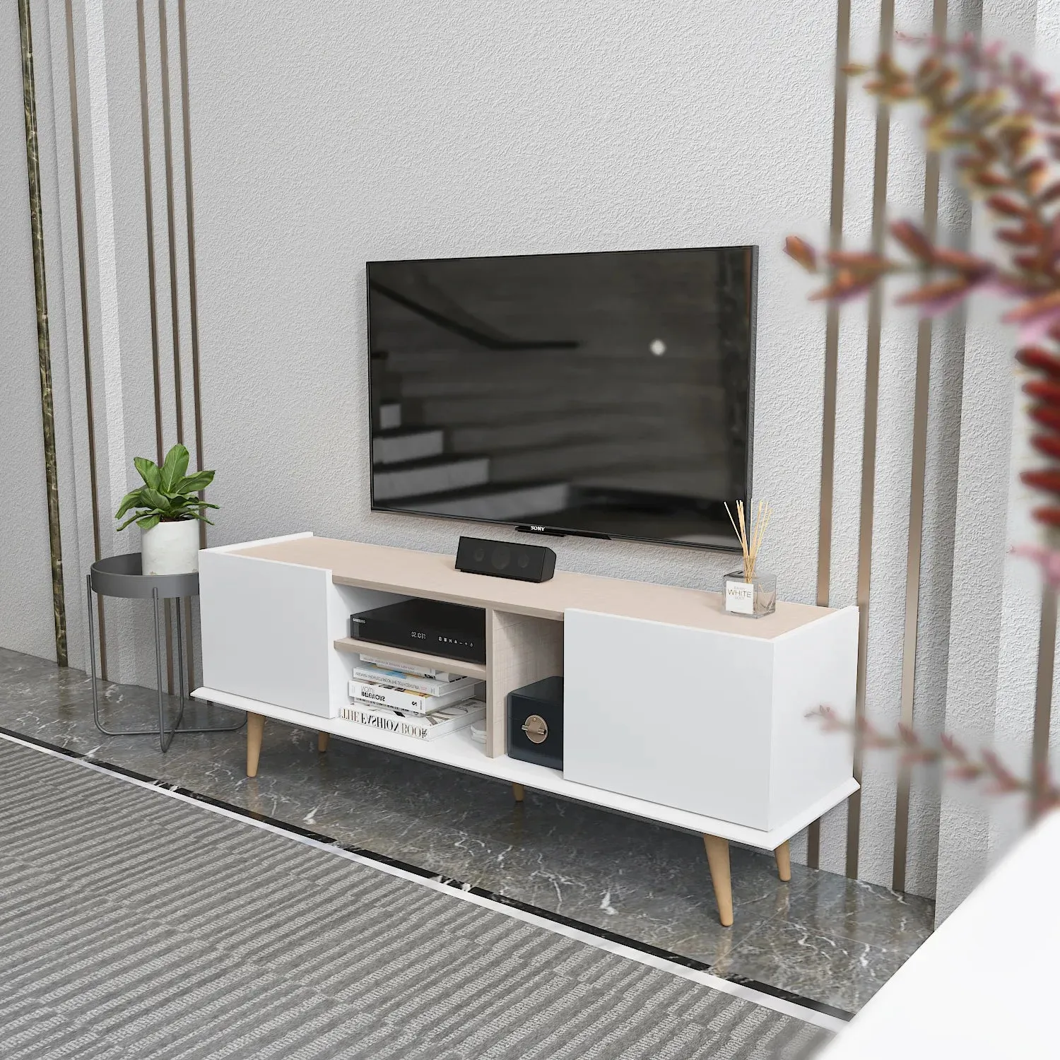 Ekvador 63" Wide TV Stand for TVs up to 72" | Media Console Decorotika