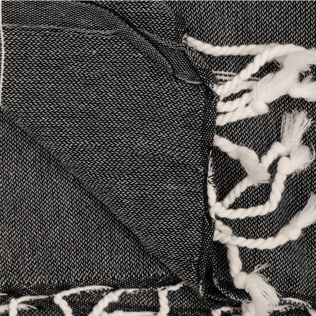 Fouta Stripe Towel | Black 90x175cm Zoco Home
