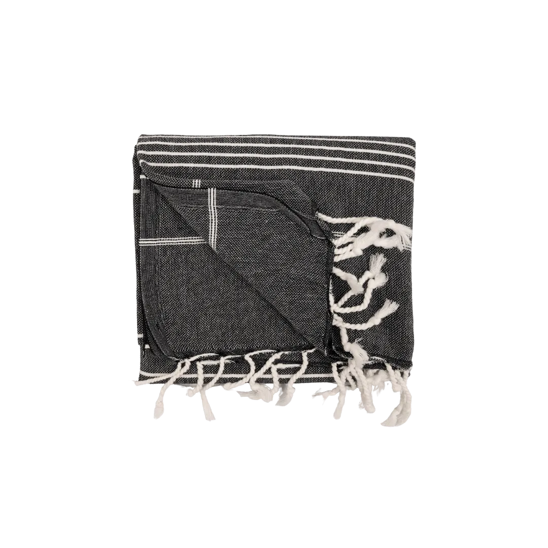 Fouta Stripe Towel | Black 90x175cm Zoco Home