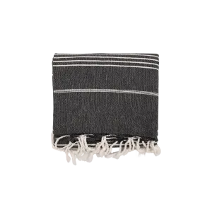 Fouta Stripe Towel | Black 90x175cm Zoco Home