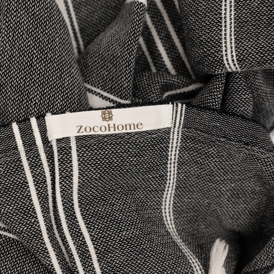 Fouta Stripe Towel | Black 90x175cm Zoco Home