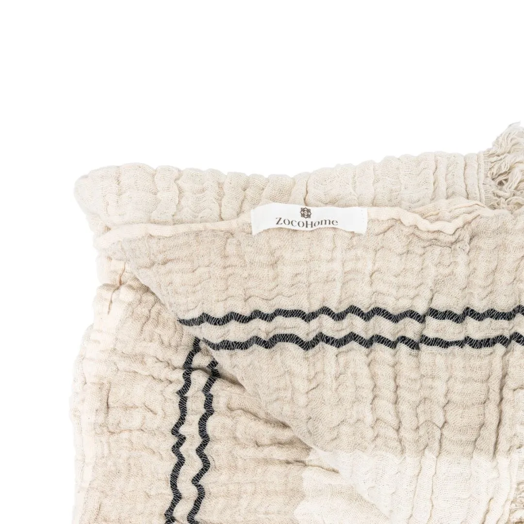 Fouta Throw | Black / White / Sand | 160x150cm Zoco Home