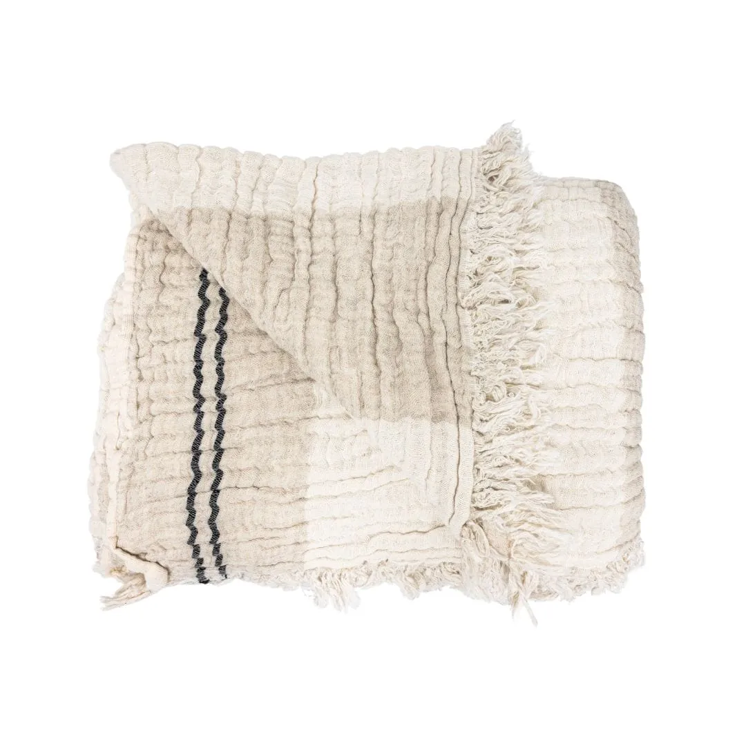 Fouta Throw | Black / White / Sand | 160x150cm Zoco Home