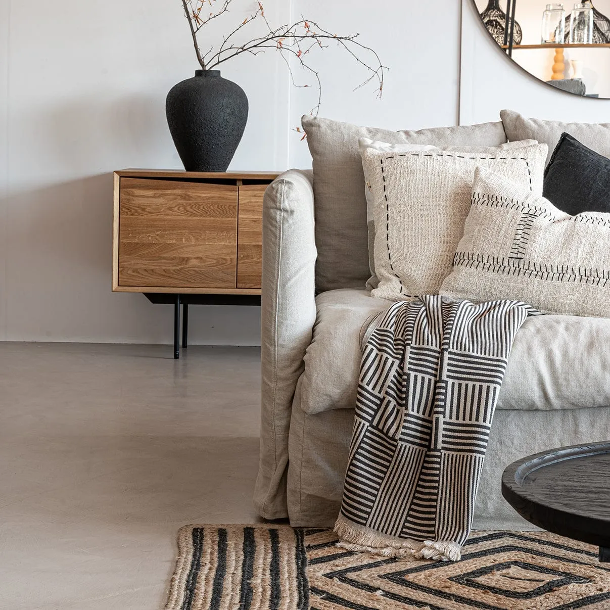 Fouta Throw Stripes | Natural / Stonewashed Black | 140x180cm Zoco Home