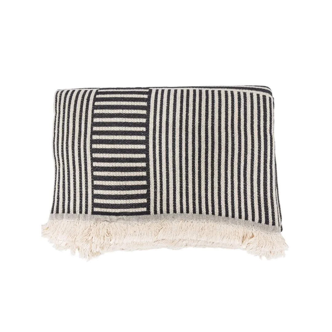 Fouta Throw Stripes | Natural / Stonewashed Black | 140x180cm Zoco Home