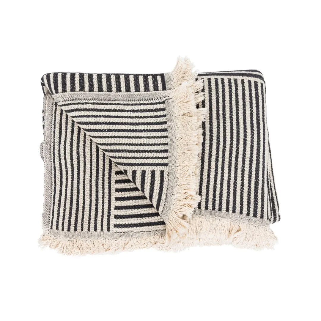 Fouta Throw Stripes | Natural / Stonewashed Black | 140x180cm Zoco Home