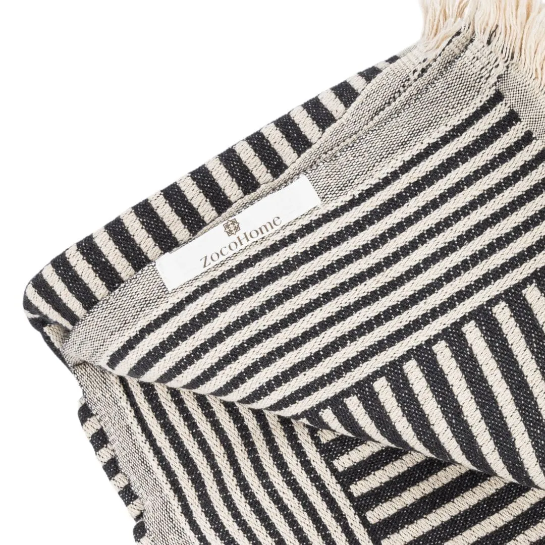Fouta Throw Stripes | Natural / Stonewashed Black | 140x180cm Zoco Home