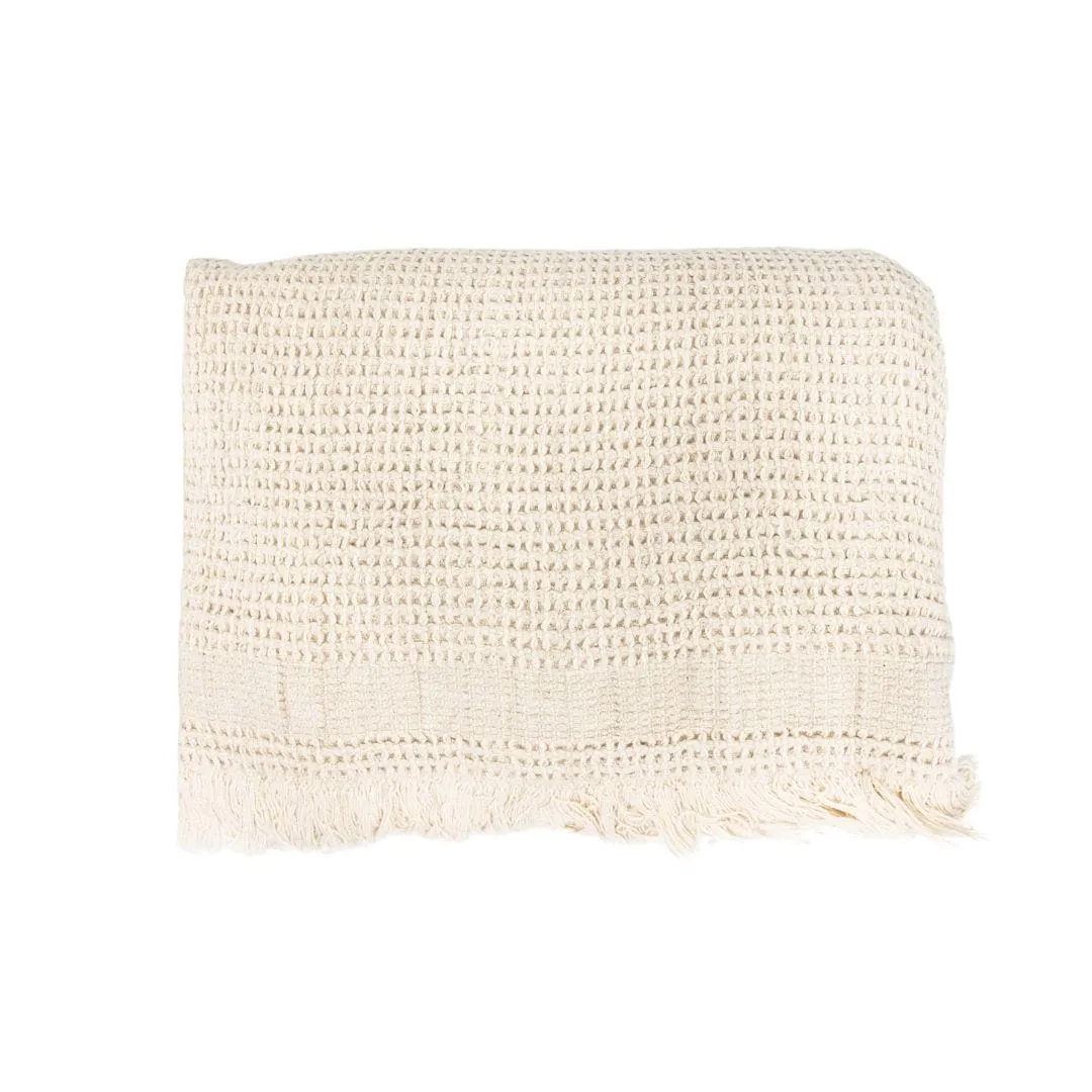 Fouta Waffle Throw | Natural / Black | 125x180 cm Zoco Home