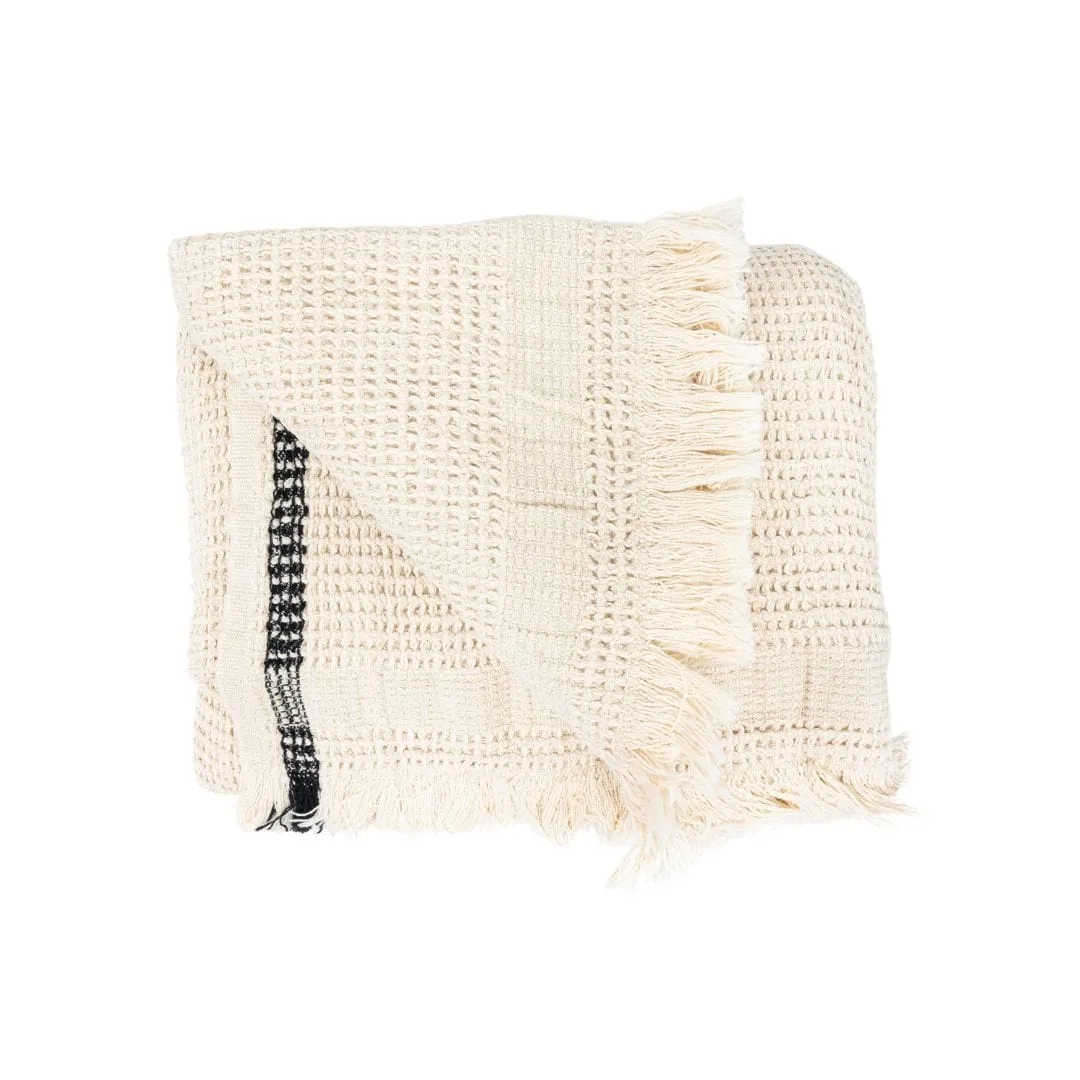 Fouta Waffle Throw | Natural / Black | 125x180 cm Zoco Home