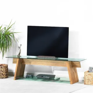 Genova 62" Wide TV Stand & Media Console with Tempered Glass Shelves for TVs up to 70" Decorotika