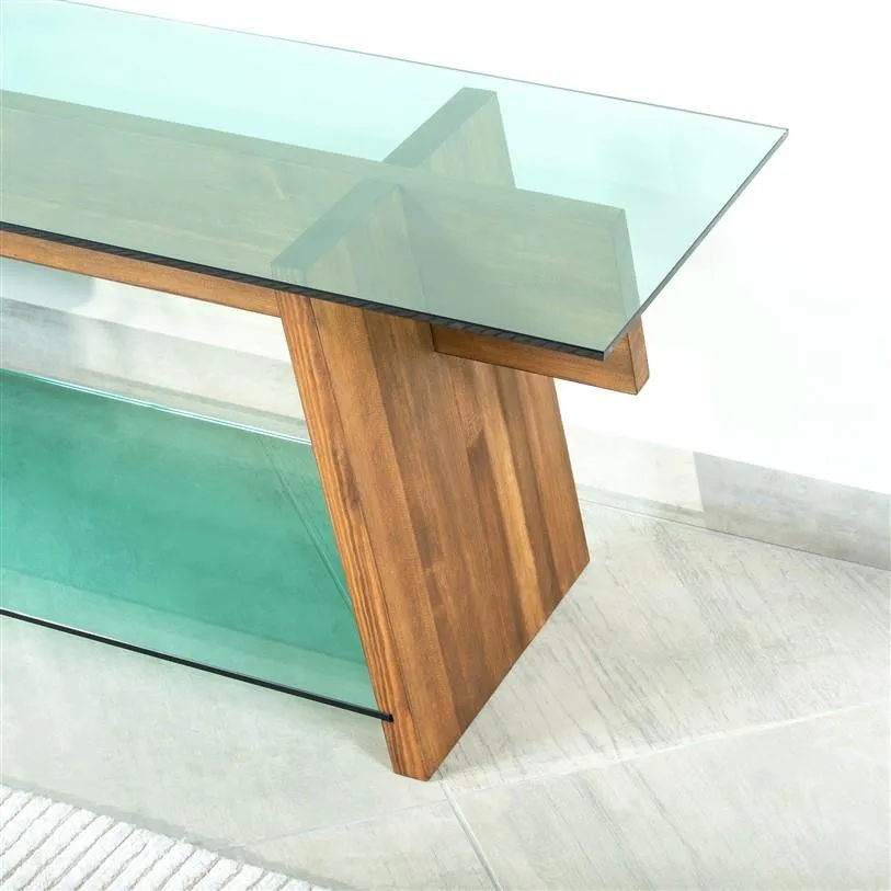Genova 62" Wide TV Stand & Media Console with Tempered Glass Shelves for TVs up to 70" Decorotika