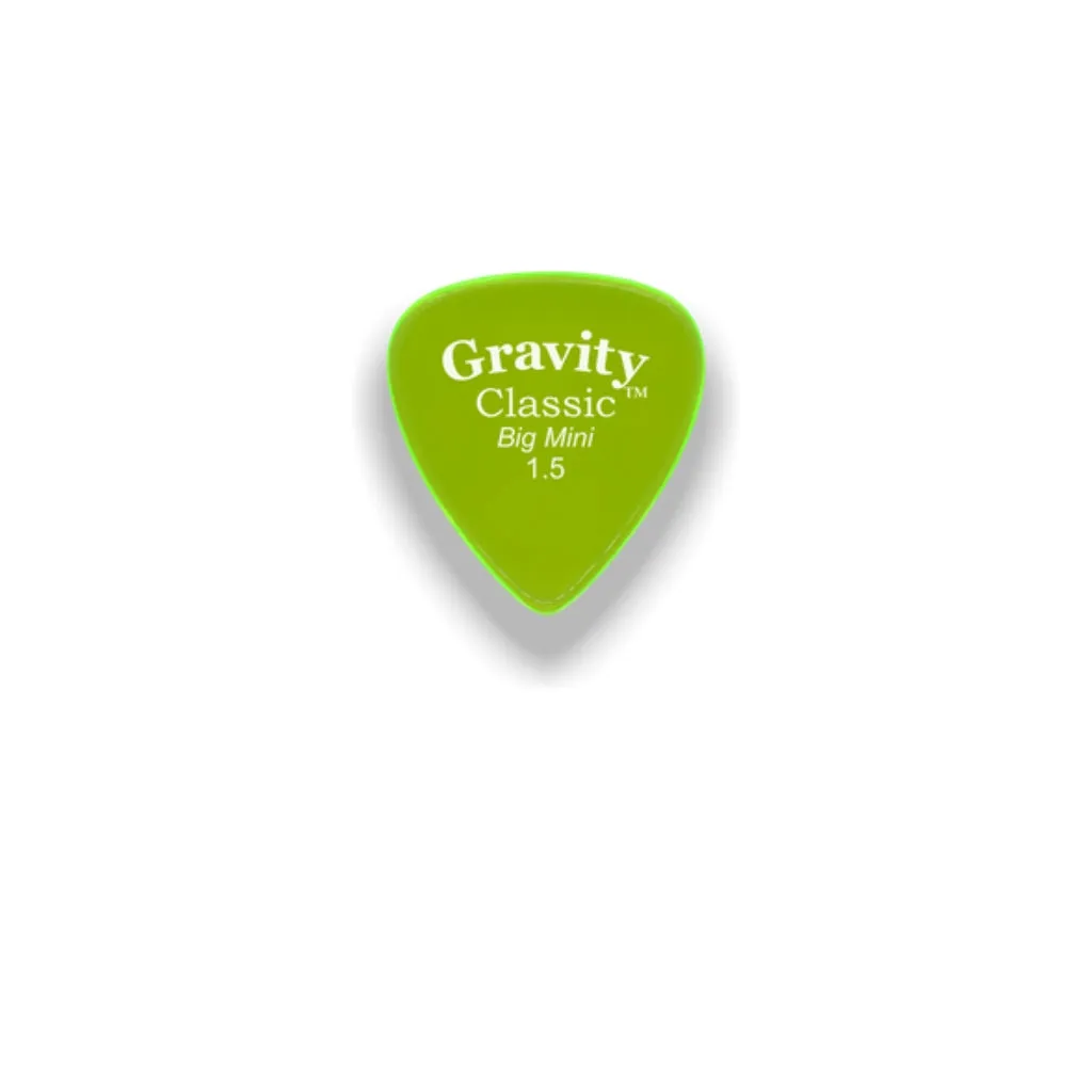 Gravity Picks Classic Big Mini 1.5mm Master Finish (Unpolished) Fluorescent Green