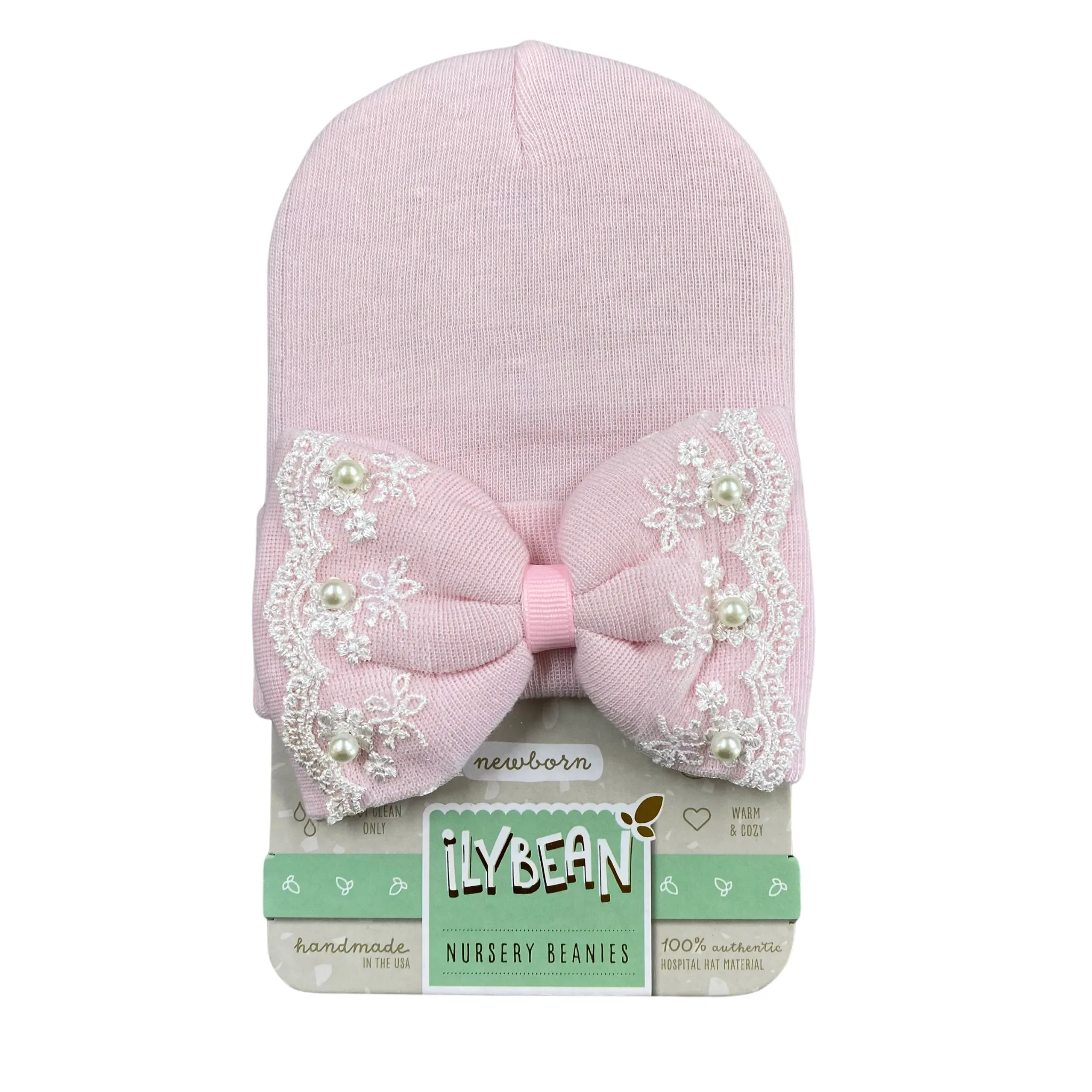 IlyBean Pink Hat w/ Lace Trim & Pearls