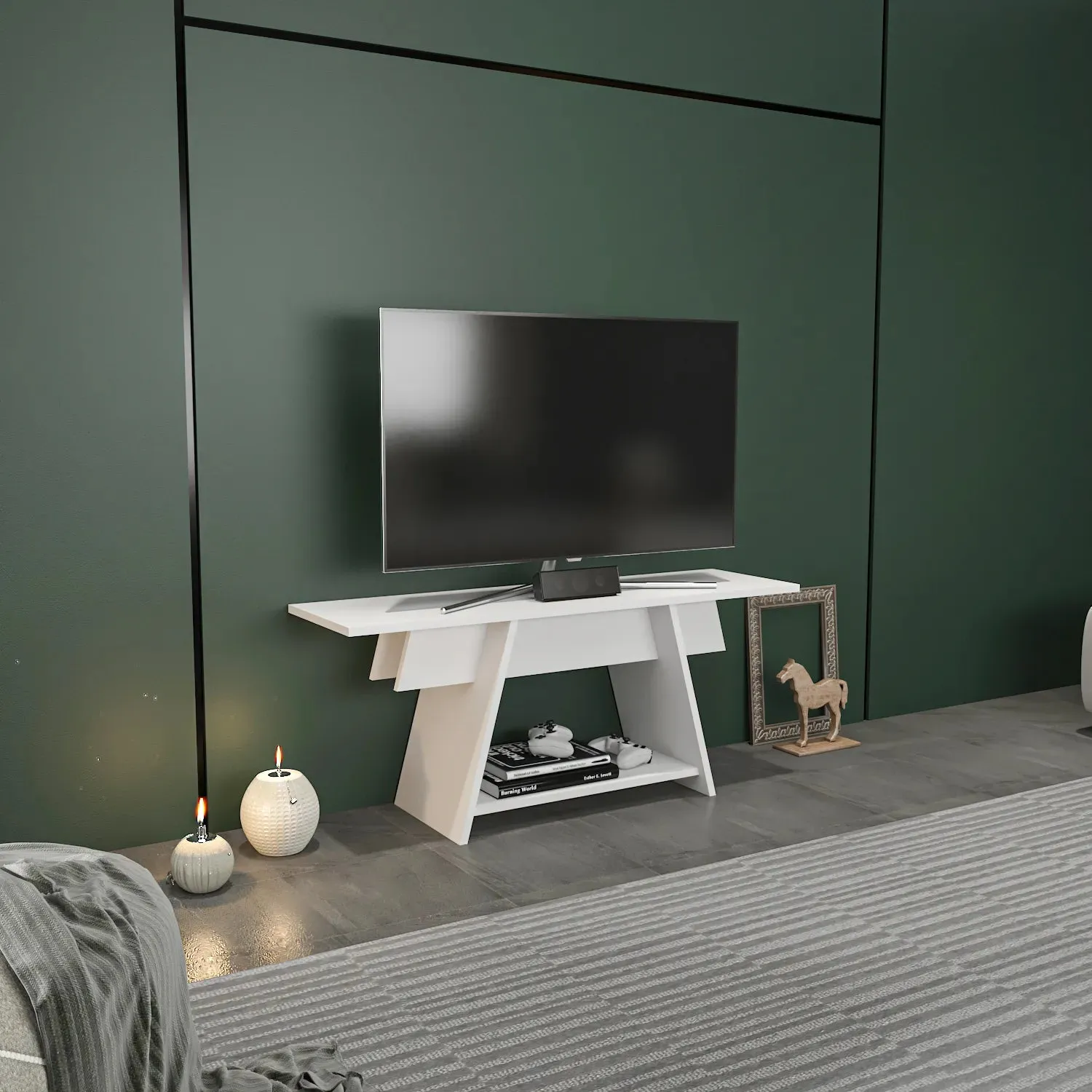 Lanca 47" Wide Minimalist TV Stand Media Console | Streamlined Design for TVs up to 55" Decorotika