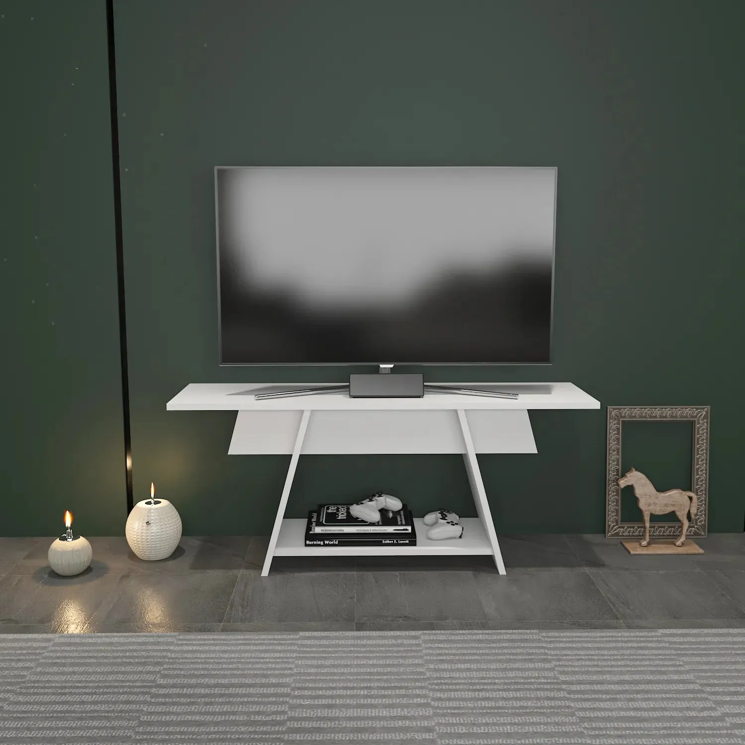 Lanca 47" Wide Minimalist TV Stand Media Console | Streamlined Design for TVs up to 55" Decorotika