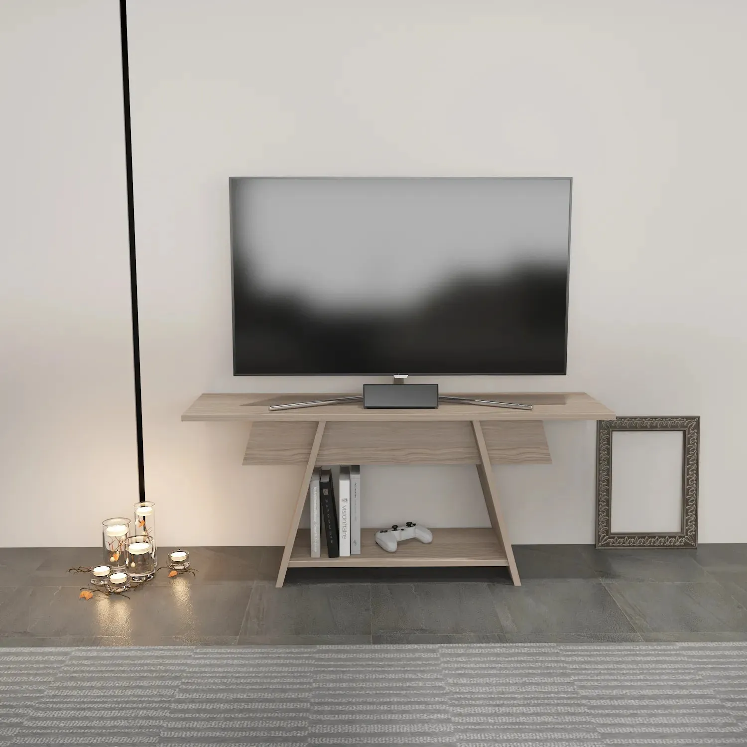 Lanca 47" Wide Minimalist TV Stand Media Console | Streamlined Design for TVs up to 55" Decorotika