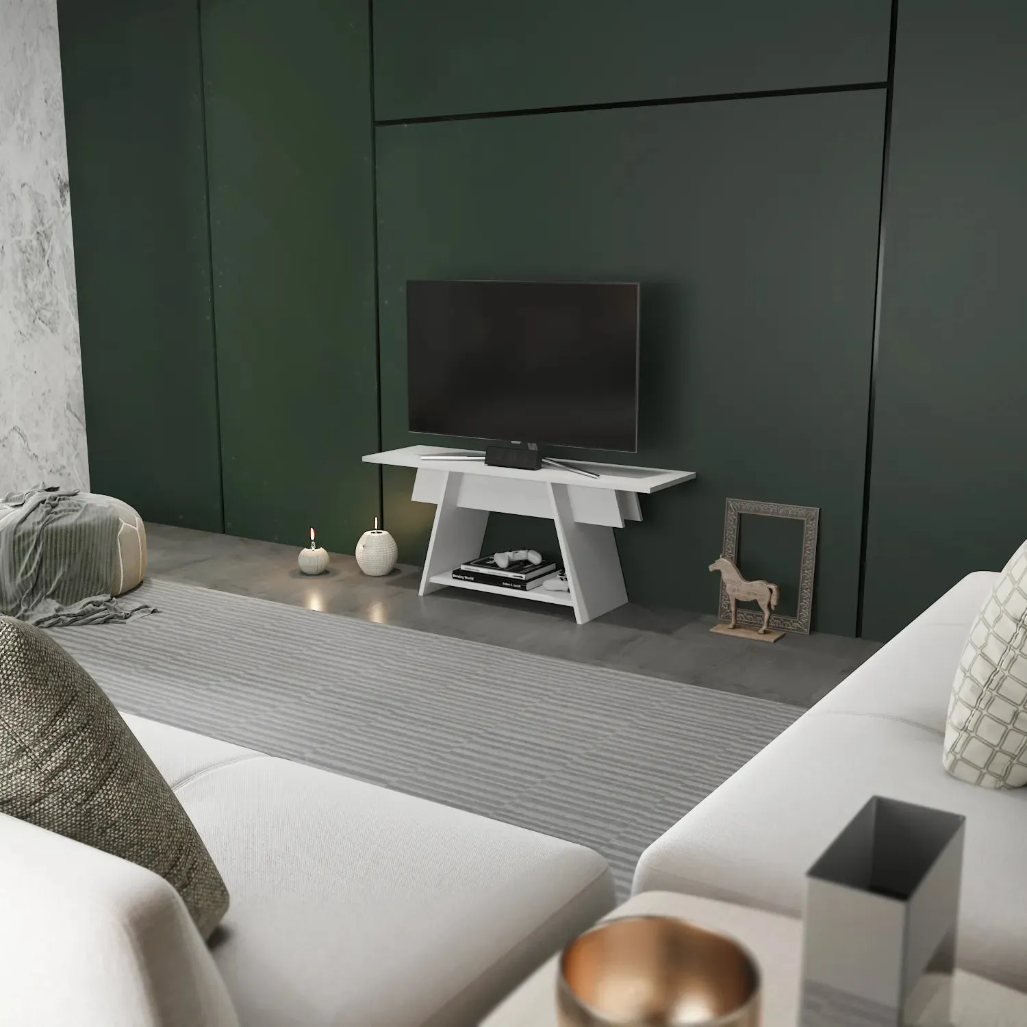 Lanca 47" Wide Minimalist TV Stand Media Console | Streamlined Design for TVs up to 55" Decorotika