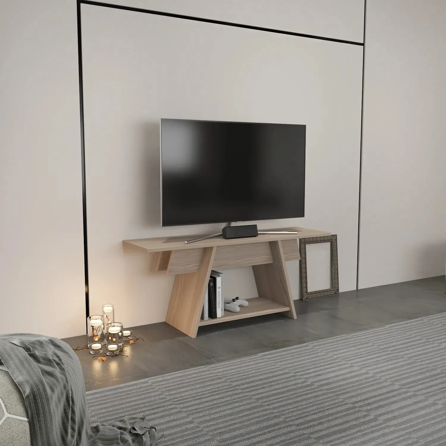 Lanca 47" Wide Minimalist TV Stand Media Console | Streamlined Design for TVs up to 55" Decorotika