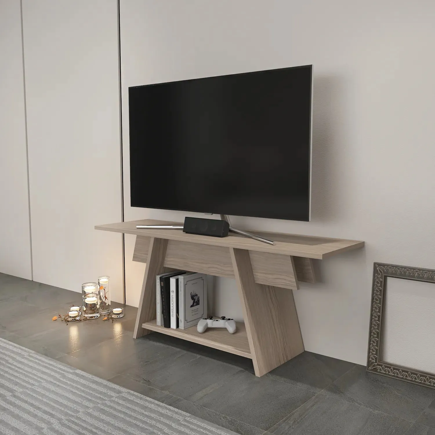 Lanca 47" Wide Minimalist TV Stand Media Console | Streamlined Design for TVs up to 55" Decorotika
