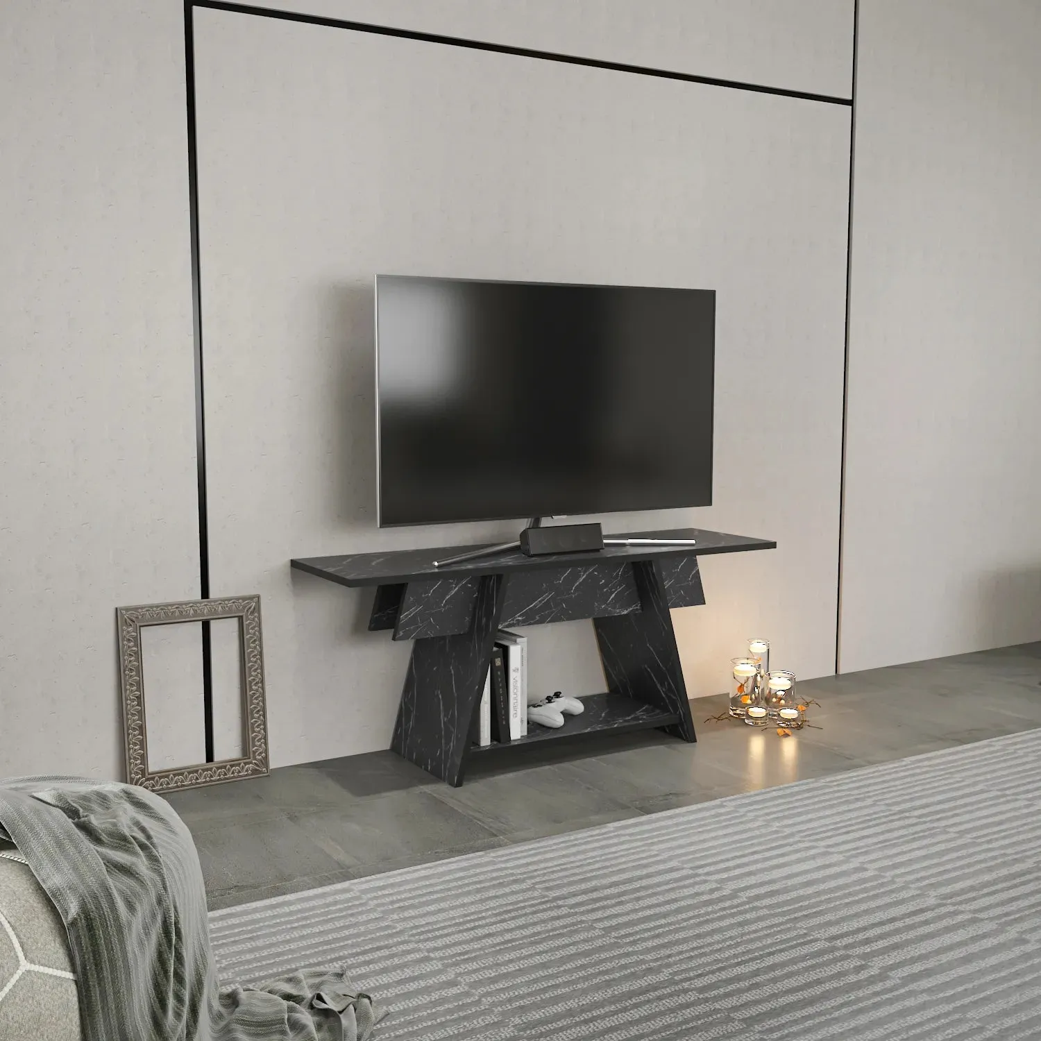 Lanca 47" Wide Minimalist TV Stand Media Console | Streamlined Design for TVs up to 55" Decorotika