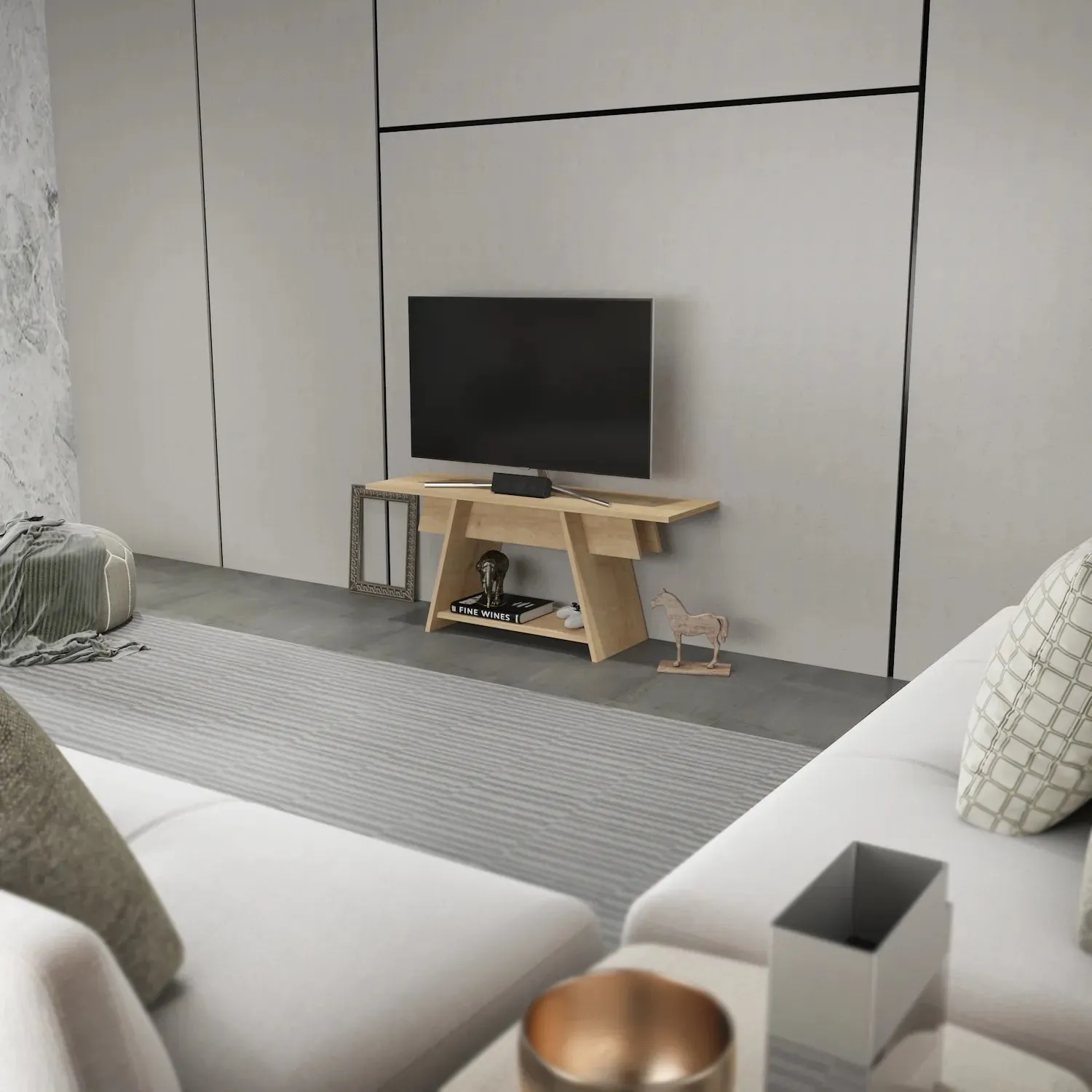 Lanca 47" Wide Minimalist TV Stand Media Console | Streamlined Design for TVs up to 55" Decorotika