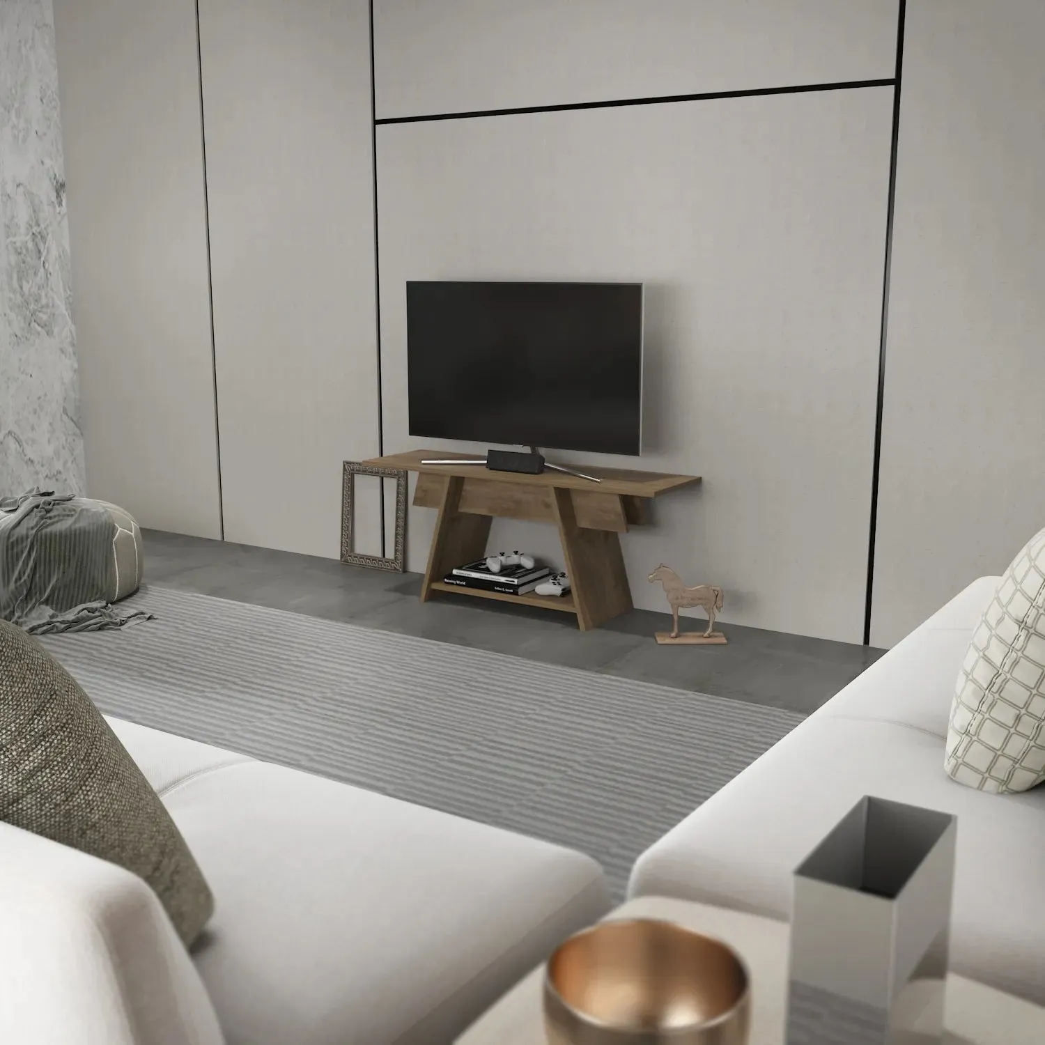 Lanca 47" Wide Minimalist TV Stand Media Console | Streamlined Design for TVs up to 55" Decorotika