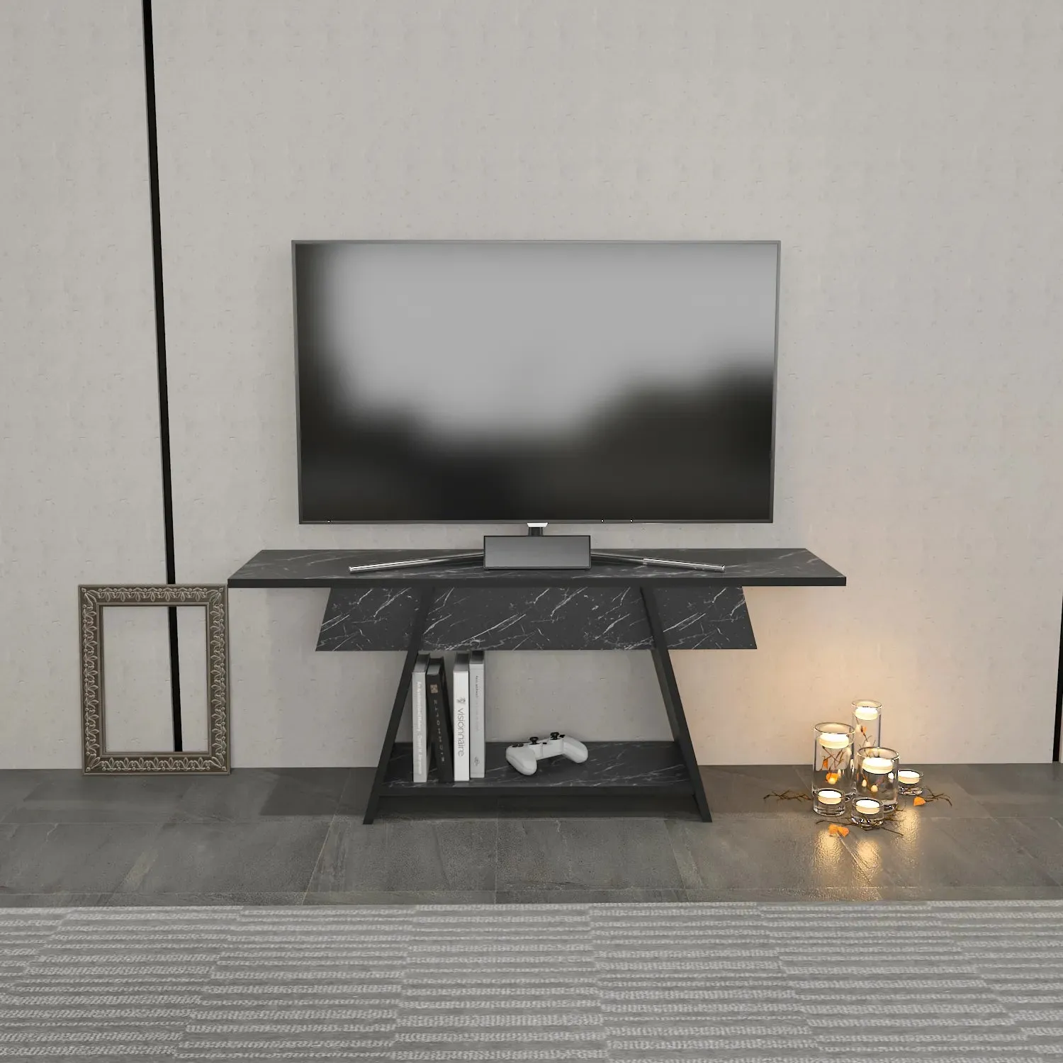 Lanca 47" Wide Minimalist TV Stand Media Console | Streamlined Design for TVs up to 55" Decorotika